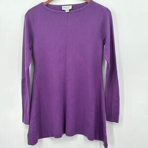 Whisper Knit by Louis Dell'Olio Purple Tunic Sweater Shark Bite Hem Womens XXS